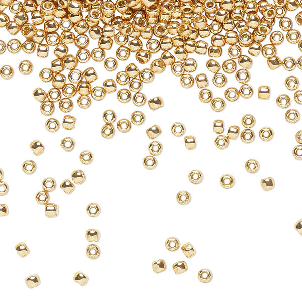 Seed bead, TOHO BEADS®, glass, pkg/250g, #11 round, opaque galvanized PermaFinish rose gold (TR-11-PF551). image number 0