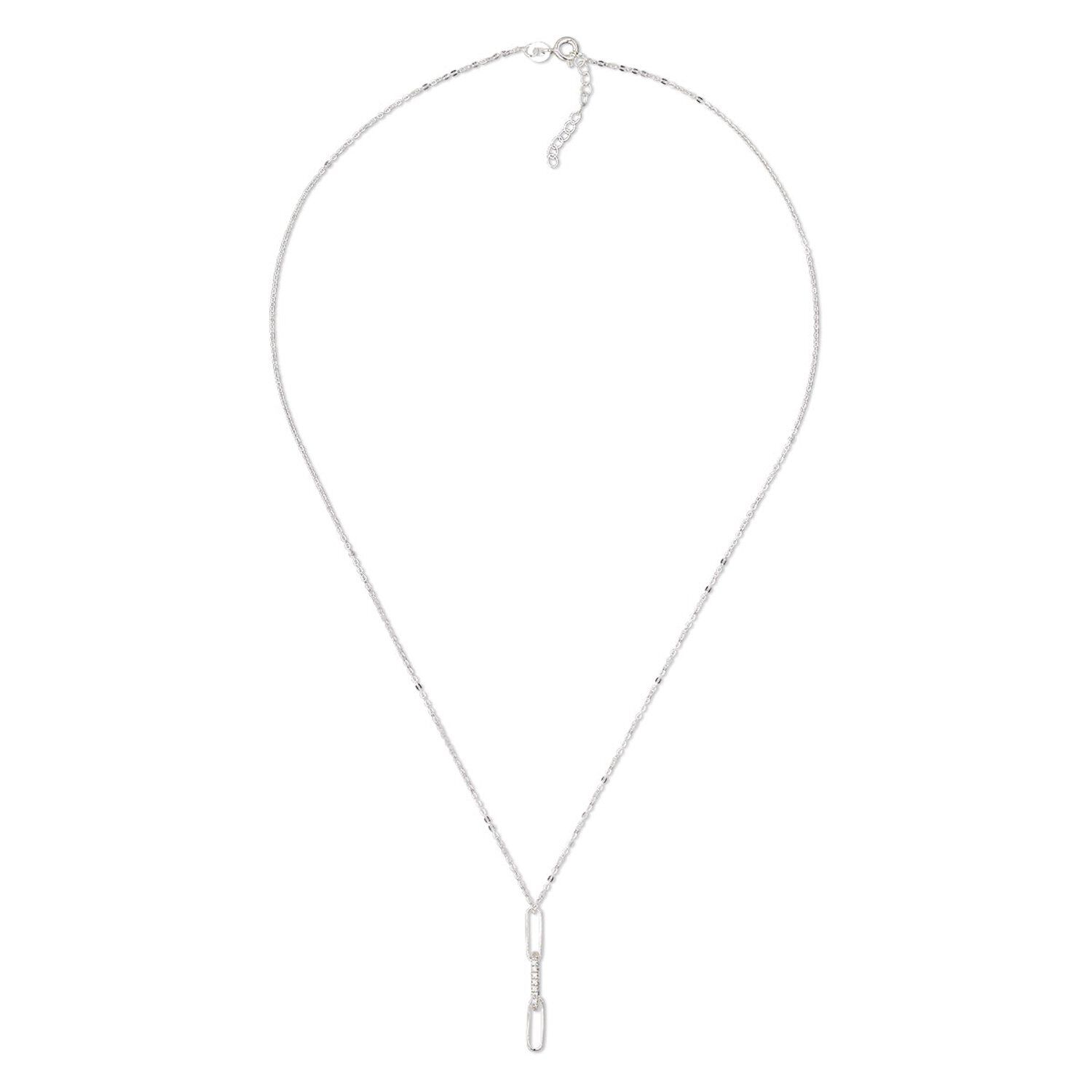 Microphone Pendant Necklace With Cubic Zirconia - Stainless Steel Ball Chain 30 Inches