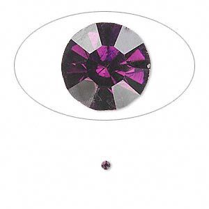 Chaton, glass rhinestone, amethyst purple, foil back, 1.9-2.0mm faceted round, PP13. Sold per pkg of 72.
