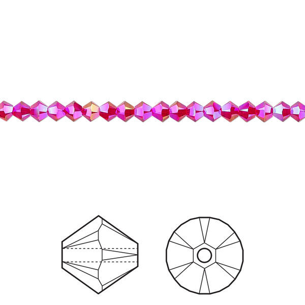 Bead 1440pk light Siam shimmer 2X, Swarovski® 3mm XILION bicone 5328 image number 0