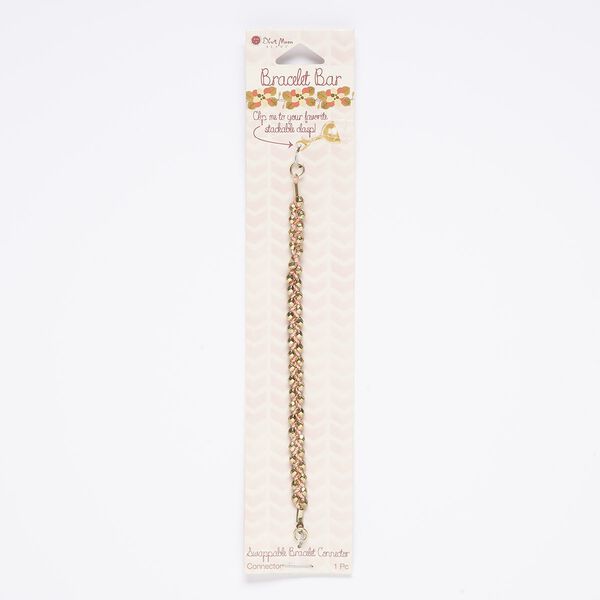 Bracelet component, nylon / gold-finished "pewter" (zinc-based alloy) / steel, pink, 7mm braided, 6 inches. Sold individually. image number 0