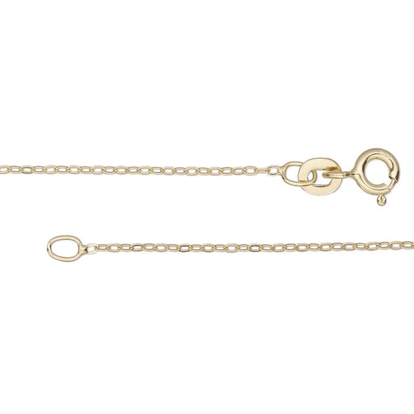 Chain, Gossamer™, "vermeil", 1mm flat cable, 20 inches with springring clasp. Sold individually. image number 0