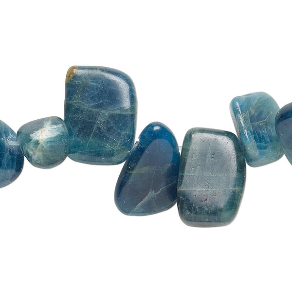 Bead, blue apatite (natural), top-drilled medium chip, Mohs hardness 5. Sold per 15-1/2" to 16" strand. image number 0