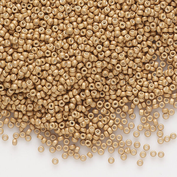 Seed bead, Miyuki, glass, pkg/250g, #15 rocaille, opaque matte galvanized mead, (RR-2082). image number 0