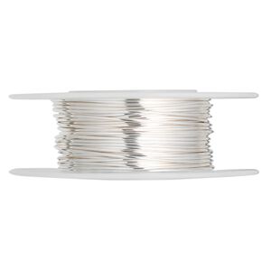 Wire, sterling silver, half-hard, round, 21 gauge. Sold per 25-foot spool.