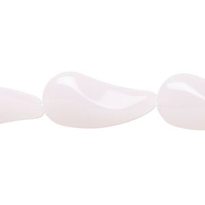 Bead, glass, translucent light pink, 21x12mm paisley. Sold per 14-inch strand, approximately 15 beads.