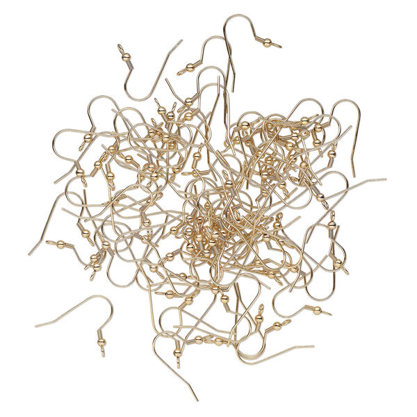 Ear wire fishhook 1pkg100 dark gold-finished, 20mm / 3mm ball / 4mm coil / perpendicular open loop, 21 gauge stainless steel image number 1