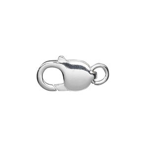 Clasp lobster claw 1pkg1 sterling silver, 18x9mm / 6mm 16 gauge jump ring, 1-strand
