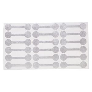 Jewelry tag, Rhino Skin DuPont™ Tyvek®, polyethylene, silver, 7/16 inches round, 1-7/8 inches overall. Sold per pkg of 1,000.
