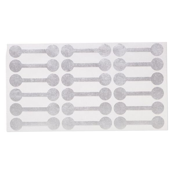 Jewelry tag, Rhino Skin DuPont™ Tyvek®, polyethylene, silver, 7/16 inches round, 1-7/8 inches overall. Sold per pkg of 1,000. image number 0