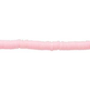 Bead, polymer clay, opaque light pink, 4x1mm heishi. Sold per pkg of (2) 16-inch strands.