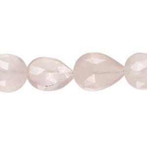 Rose quartz 1pkg1, hand-cut faceted puffed teardrop bead natural 8 inch 13x11mm-16x12mm