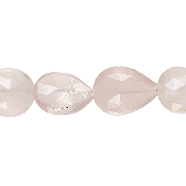 Rose quartz 1pkg1, hand-cut faceted puffed teardrop bead natural 8 inch 13x11mm-16x12mm image number 0