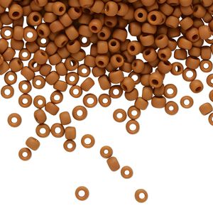 Seed bead, TOHO BEADS®, glass, pkg/250g, #8 round, opaque frosted terra cotta (TR-08-46LF).