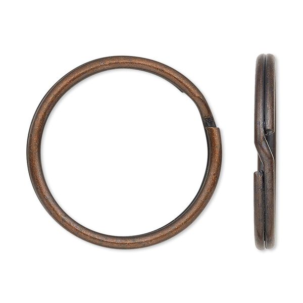 Split ring, antique copper-finished steel, 28mm round with 24mm inside diameter. Sold per pkg of 10. image number 0