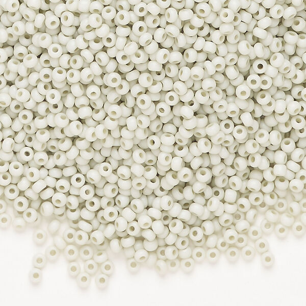 Seed bead, Preciosa Ornela Czech glass, 1pkg50g, 2.0-2.2mm rocaille, opaque matte terra dyed white sage chalkwhite (06451) image number 0