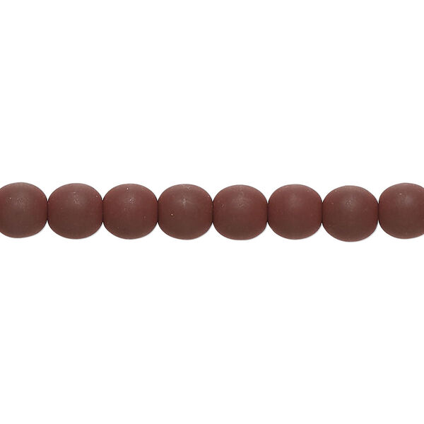 Bead, coated glass, opaque matte rust, 6mm round. Sold per 7-inch strand, approximately 30 beads. image number 0