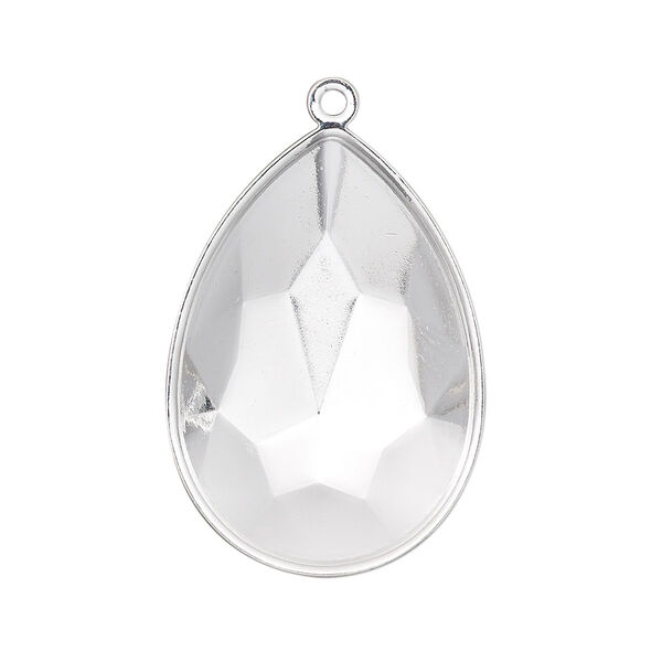 Focal, Almost Instant Jewelry®, silver-plated brass, 32x22.5mm pear with 30x20mm pear setting. Sold per pkg of 2. image number 0