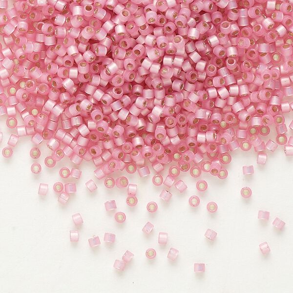 Seed bead, Delica®, glass, pkg/250g, #11 round, translucent silver-lined rose (DB-0625). image number 0