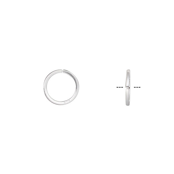 Jump ring, sterling silver, 9mm round square wire, 7.3mm inside diameter, 20 gauge. Sold per pkg of 20. image number 0