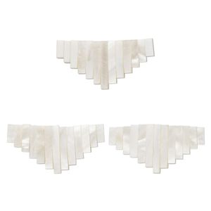 Drop, cabibe shell (bleached), white, 10x4mm-28x5mm graduated hand-cut fan, Mohs hardness 3-1/2. Sold per 13-piece set.