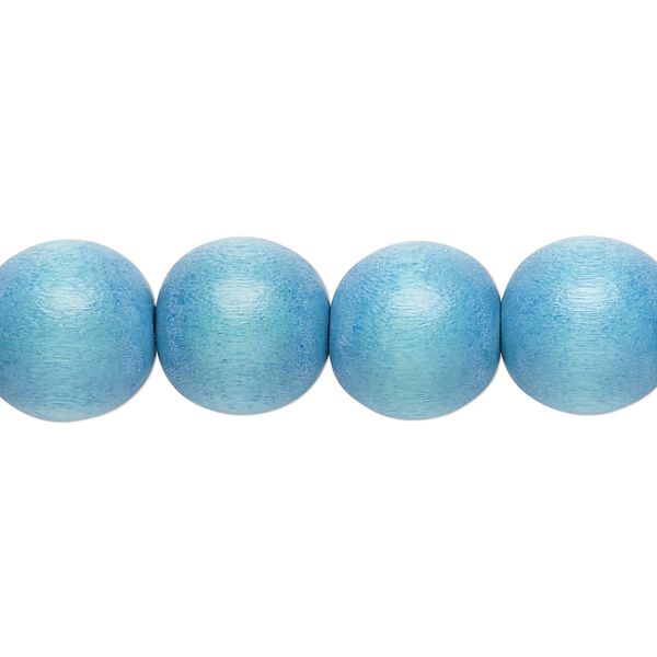 Bead 1pkg1, Taiwanese cheesewood (dyed / waxed), sky blue, 11-12 round, 15-1/2 to 16 inches. image number 0