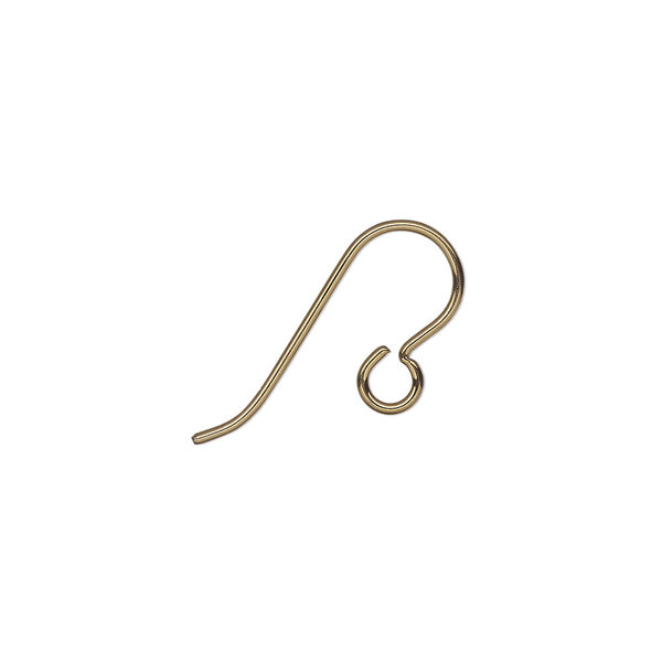 Ear wire, antique brass-plated niobium, 12.5mm fishhook with open loop, 20 gauge. Sold per pkg of 25 pairs. image number 0