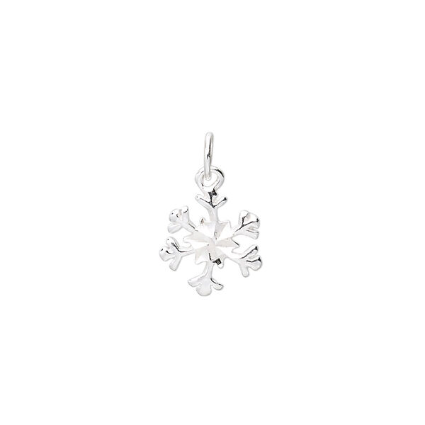 Charm, sterling silver, 10mm snowflake. Sold per pkg of 4. image number 0