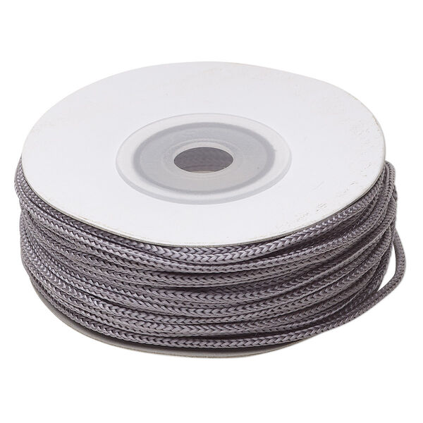 Cord, nylon, grey, 1.5mm round. Sold per 100-foot spool. image number 0