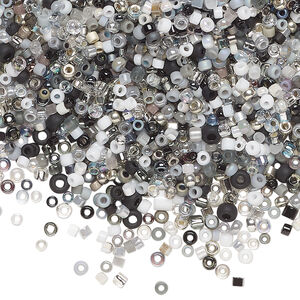 Seed bead mix, glass, 1pkg25g, #15 to #11 round, opaque and translucent mixed colors