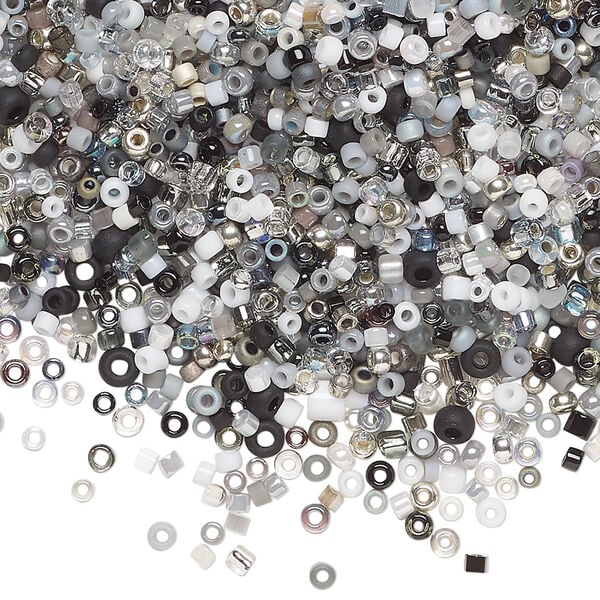 Seed bead mix, glass, 1pkg25g, #15 to #11 round, opaque and translucent mixed colors image number 0