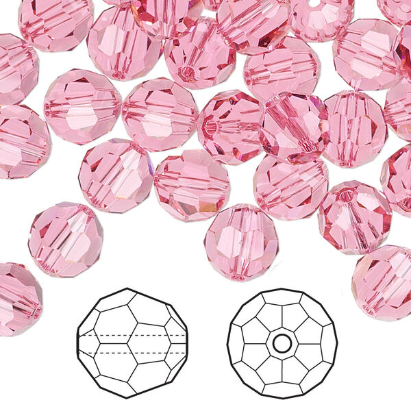 Bead 144pk rose, Crystal Passions® 8mm round 5000 image number 0