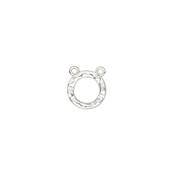 Connector 1pkg1, sterling silver, 10mm textured open round. image number 0