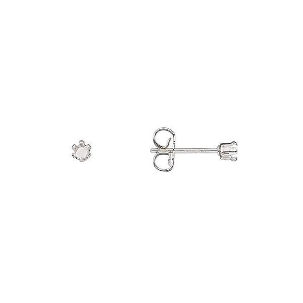 Earstud, Snap-Tite®, sterling silver, 2mm 6-prong round setting. Sold per pkg of 2 pairs. image number 0