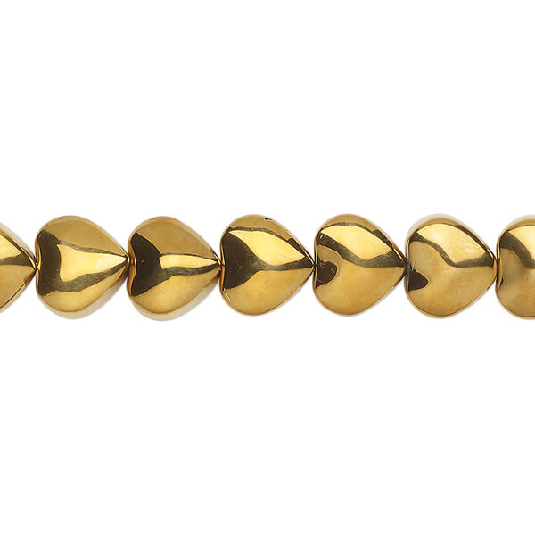 Bead, pressed glass, opaque light bronze, 8mm heart. Sold per 15-1/2" to 16" strand. image number 0