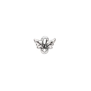 Link, TierraCast®, antique silver-plated pewter (tin-based alloy), 11x6mm 2-sided leaf. Sold per pkg of 50.