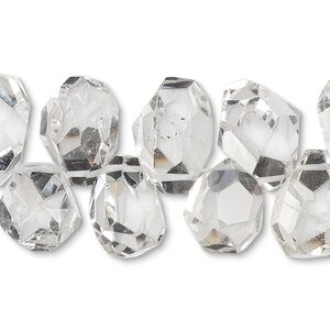 Quartz crystal 1pkg1, top-drilled faceted freeform pear bead natural 8 inch 12x10mm-17x12mm