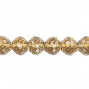 Golden quartz 1pkg10, hand-cut faceted rondelle bead 10x8mm