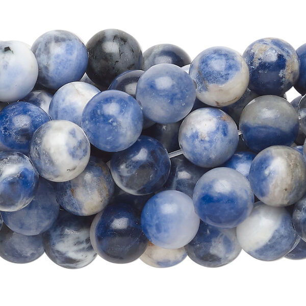 Bead, sodalite (natural), 8mm round, C grade, Mohs hardness 5 to 6. Sold per pkg of (10) 15-1/2" to 16" strands. image number 0