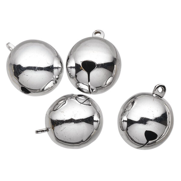 Bell, silver-plated brass, 25mm round. Sold per pkg of 4. image number 0