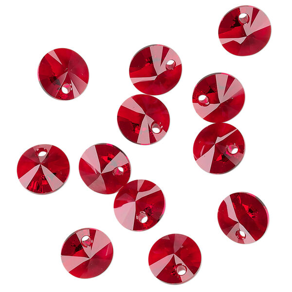 Drop 12pk Siam, Crystal Passions® 8mm pendant mini disk 6428 image number 1
