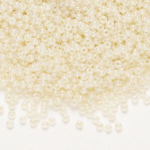 Seed bead, Preciosa Ornela, Czech glass, pkg/500g, opaque luster light cream pearl, #10 rocaille.