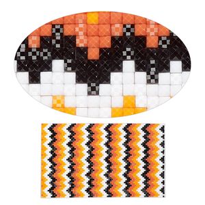 Adhesive sheet, My Style Deco Art™, peel-off, resin and glue, oranges / black / white, 8 x 4-3/4 inch rectangle, 1.8mm thick with chevron design. Sold individually.