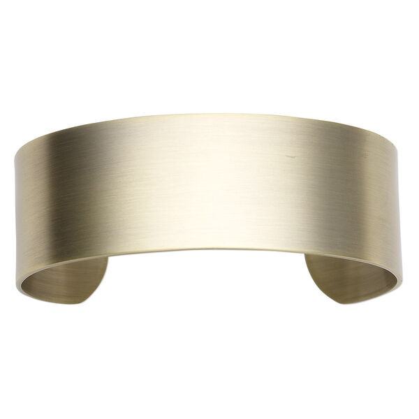 Bracelet component, cuff, antique gold-plated steel, 1-inch wide, adjustable from 7-1/2 to 8 inches. Sold individually. image number 0