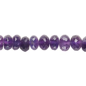 Amethyst 1pkg1, hand-cut faceted rondelle bead natural 14 inch 7x4mm-8x6mm