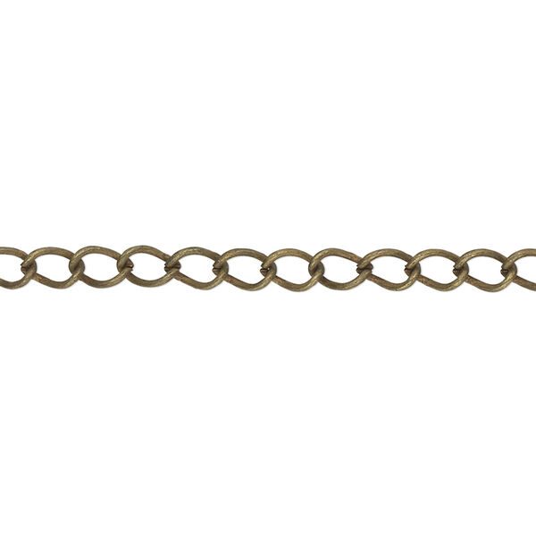Chain, antique brass-plated steel, 3mm lightweight curb. Sold per pkg of 5 meters. image number 0