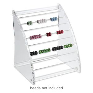 Display, bead rack, acrylic and stainless steel, clear, 9-1/2 x 8 x 7 inches with 8-inch rods. Sold per 9-piece set.
