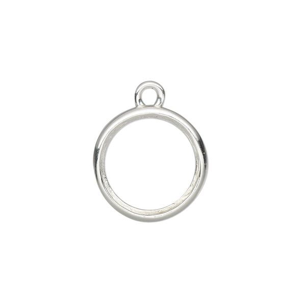 Drop, Almost Instant Jewelry®, sterling silver, 16mm round with open back and 14mm rivoli setting. Sold individually. image number 0