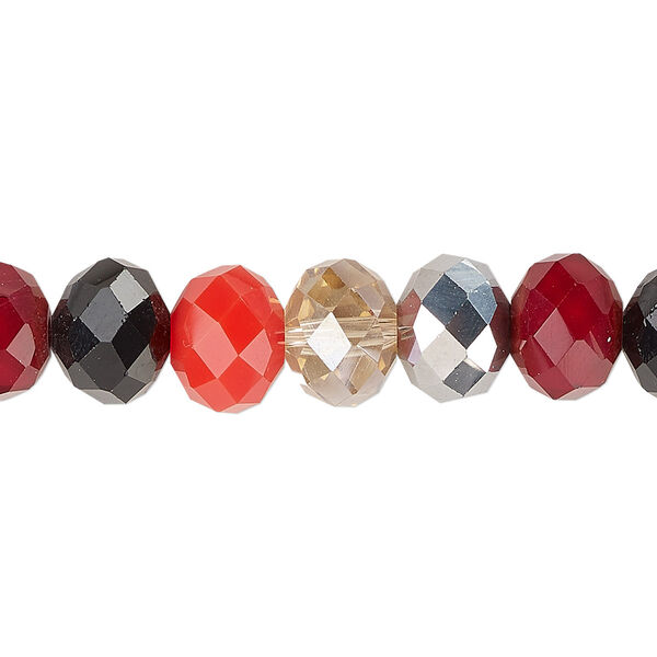 Bead 1pk mixed colors AB half-coated full-coated, Celestial Crystal® 10x8mm rondelle 15.5-16 inch image number 0