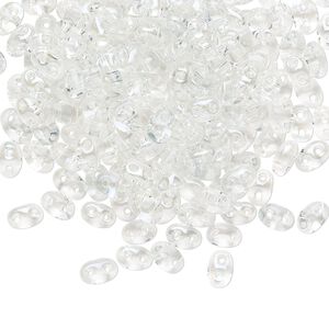Seed bead, Preciosa Twin™ Czech glass, pkg/250g, 5x2.5mm oval, transparent lagoon clear, (20204).